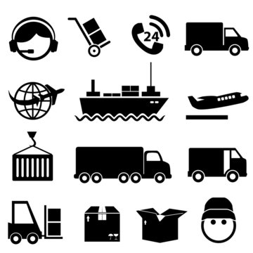 Shipping and cargo icon set