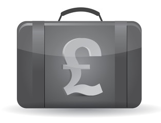 Pound currency symbol suitcase illustration