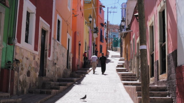 Colors in Street of Mexican Colonial Town