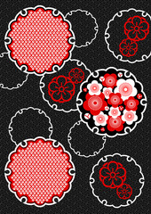 雪輪と梅の背景模様