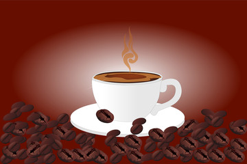 Cup of hot drink with coffee beam's