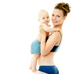 Mother and baby doing exercise