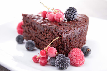 chocolate pie and berries fruit