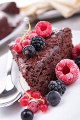 chocolate pie and berries fruit