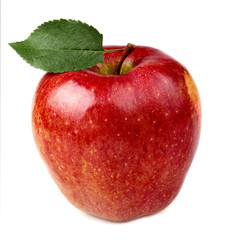 Red apple with leaf