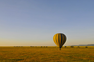 lot, balon, niebo, ziemia, safari, Afryka, Tanzania - obrazy, fototapety, plakaty