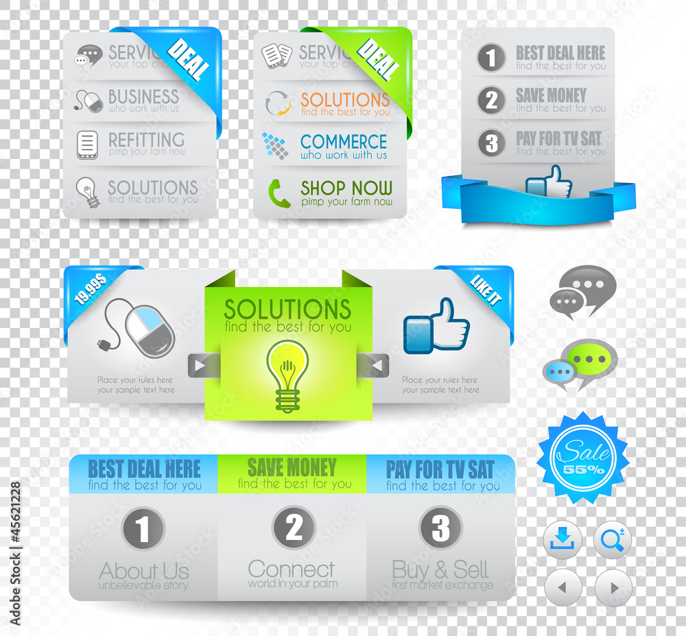 Poster collection of web elements - various templates