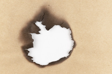 Burnt hole of paper