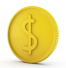 gold dollar coin isolated