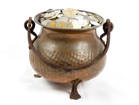 old pot of coins