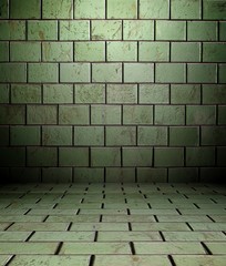 3d wall with tiles texture, empty interior