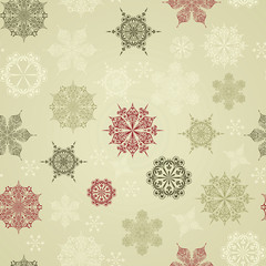 Vector Seamless Winter Pattern with Snowflakes