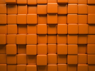 Abstract pattern of  square orange pieces - obrazy, fototapety, plakaty