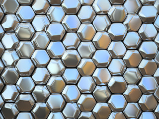 Abstract pattern of hexahedron metal pieces illustration