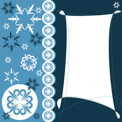 Christmas and New Year greeting card with snowflakes