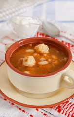 Soup with beans and dumplings