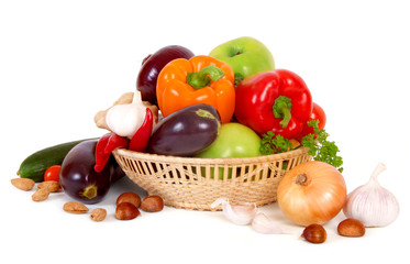 Fresh Vegetables isolated on a white.