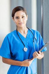 beautiful medical nurse portrait in office