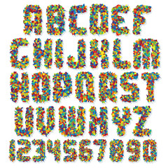Naklejka premium Motley Colorful Vector Font