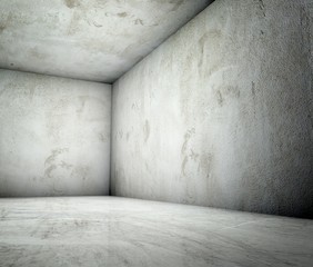 3d corner, concrete plastered interior