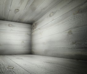 3d corner of old grunge wooden interior
