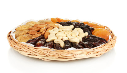 different dried fruits isolated on white