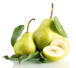 Juicy flavorful pears isolated on white