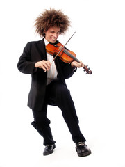 Musico estilo afro tocando un violín,compositor de música. - obrazy, fototapety, plakaty