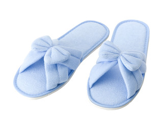 Soft beautiful slipper in light blue isolated