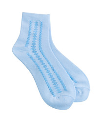 Soft and cozy socks on white