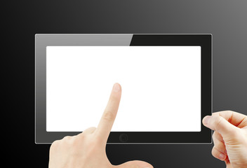 Black generic tablet pc, 3d render.