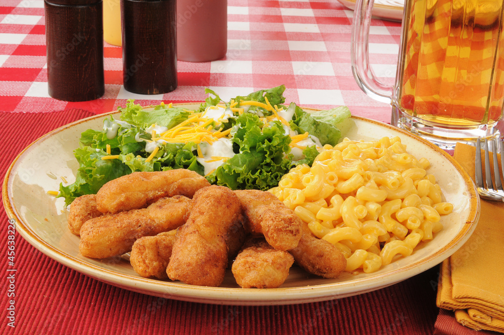 Sticker chicken strips and beer