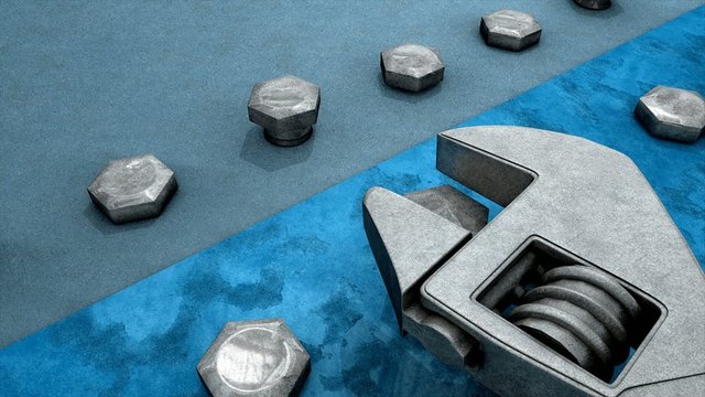 Spanner and nut 3d animation.