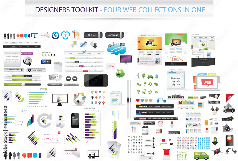 Wall mural designers toolkit - four collections in one + web templates