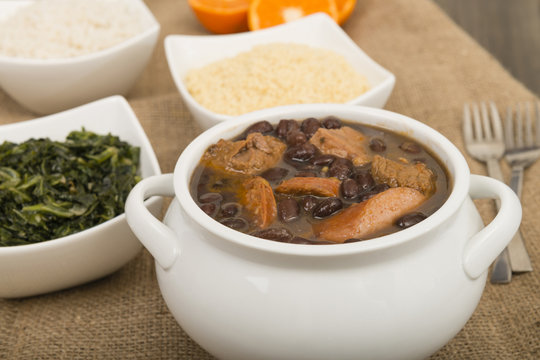 Feijoada - Brazilian meat and bean stew & side dishes