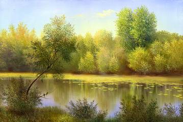 autumn landscape, canvas, oil