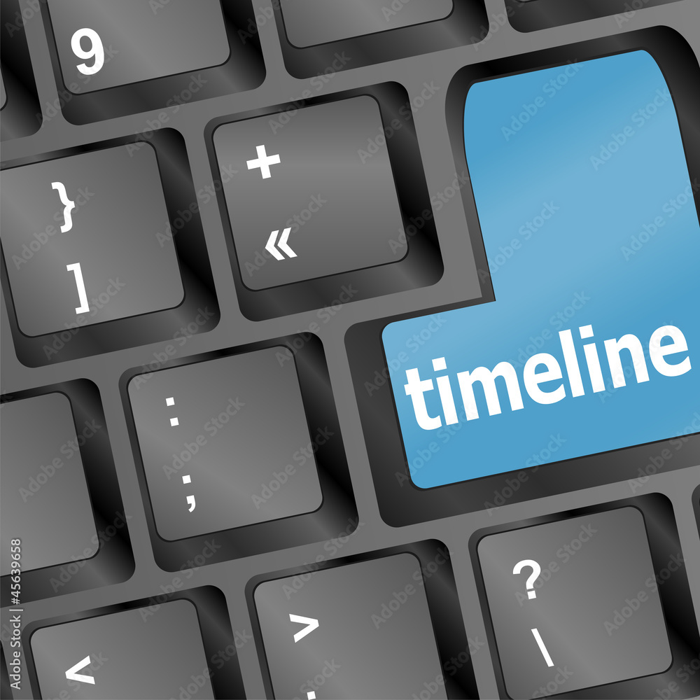 Poster timeline concept - word timeline on keyboard
