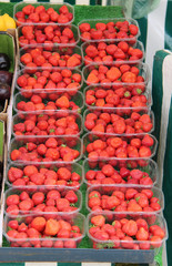 A Display of Strawberries on a Greengrocers Stall.