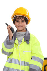 schoolboy dressed as foreman