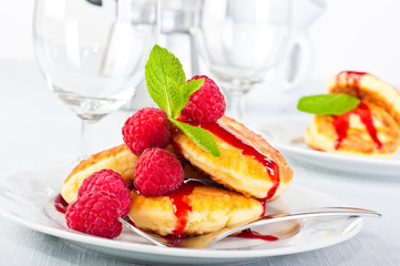 Pancakes with raspberry