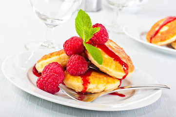 Pancakes with raspberry