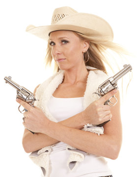 cowgirl vest two guns crossed