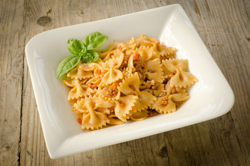 Farfalle al ragù - farfalle pasta with ragout sauce