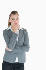 Businesswoman looking away in thought