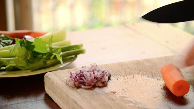 cutting a carrot
