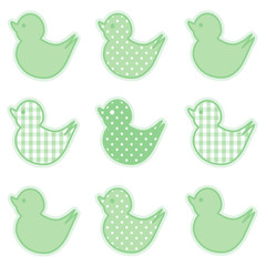 Baby Ducks in Gingham and Polka Dots, Pastel Green
