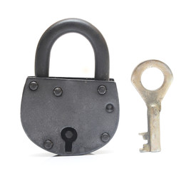 lock and key isolated on white
