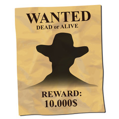 old wanted posters with a cowboy silhouette