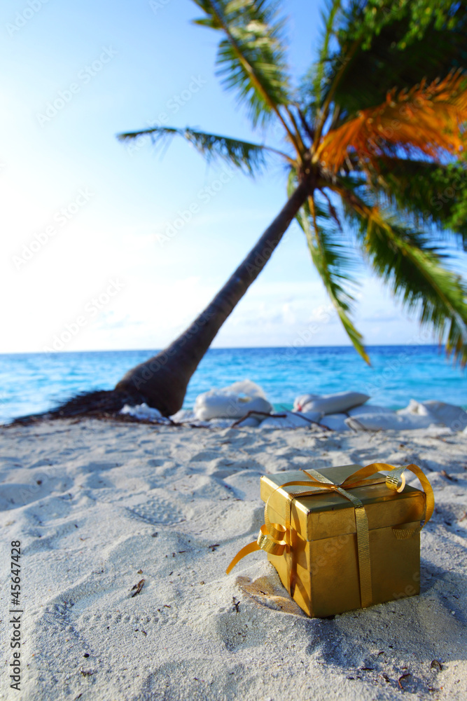 Canvas Prints golden gift on ocean beach