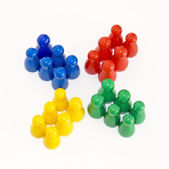 four groups of six different figures isolated